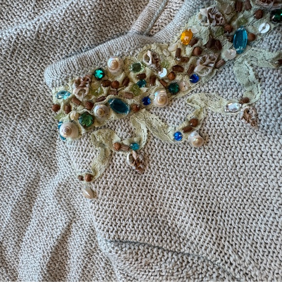 Free People Sea Shell Boho Beaded Knit Cardigan Medium - Picture 12 of 12